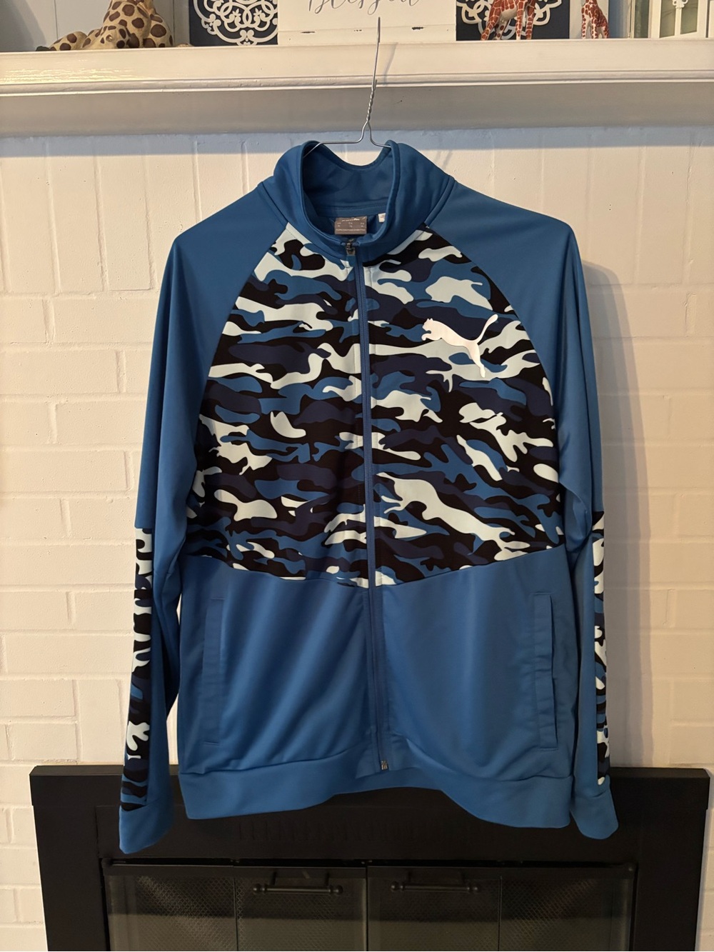 Puma Men's Blue Camo Full-Zip Performance Jacket